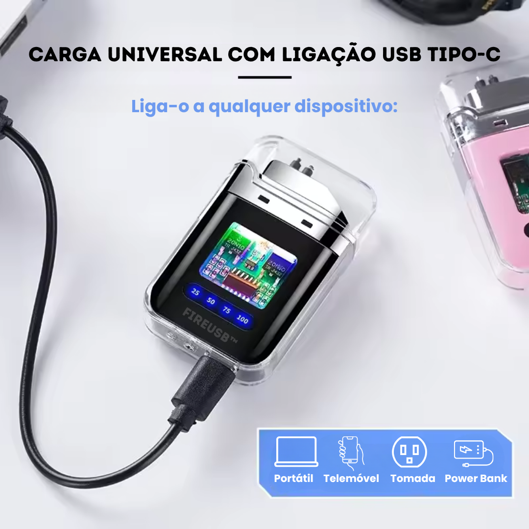 FireUSB™: Isqueiro Elétrico Recarregável à Prova de Vento