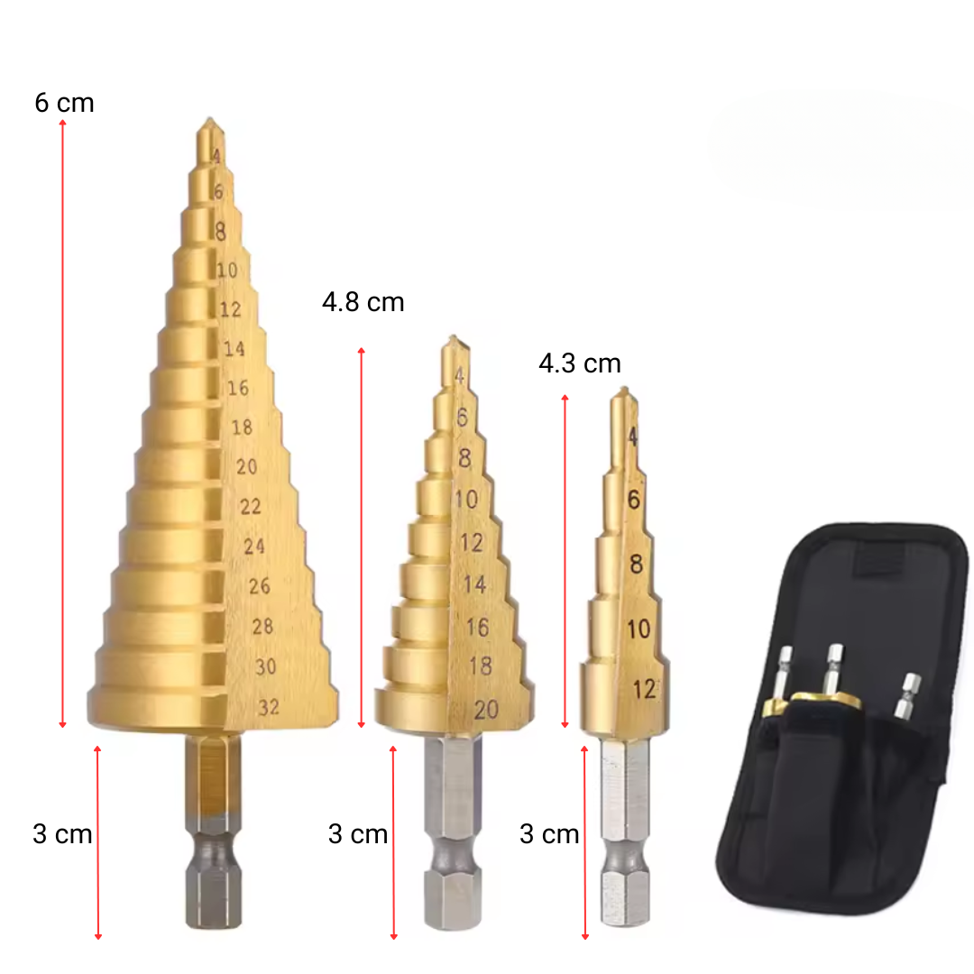 TitanDrill: Pack de Brocas Escalonadas de Titânio