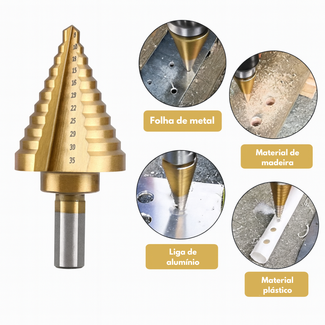 TitanDrill: Pack de Brocas Escalonadas de Titânio