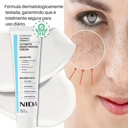 Nida: Creme hidratante com ácido hialurónico e glicerina